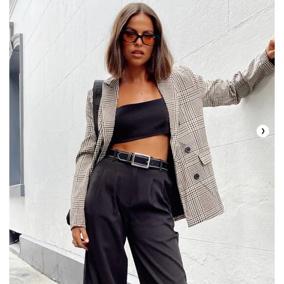 Princess polly Mrs Nancy plaid oversized blazer jacket - Picture 7 of 8